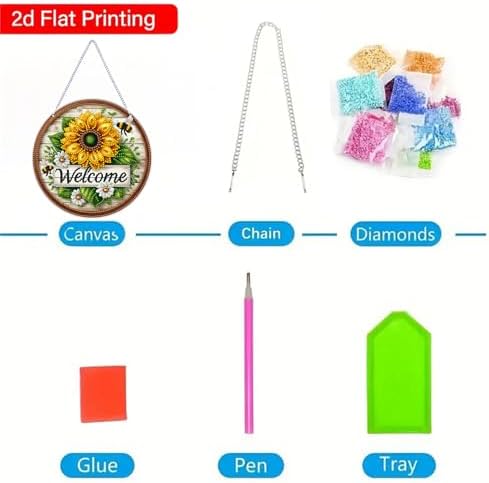 ARPADAMO Hanging Diamonds Art kit for Adult,DIY Sunflower Bee Pendant Diamonds Painting Art Kit, 7.0x7.0 inch Acrylic Diamonds Painting Board Kit Ornament, Special Crystal Diamond Hanging Ornament