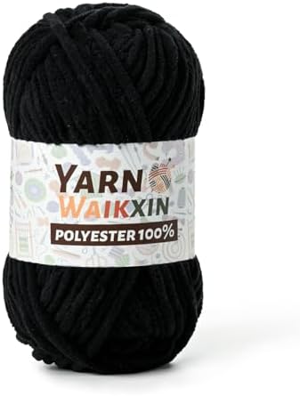 Black Soft Chenille Yarn for Crocheting, Fluffy Chunky Crochet Yarn for Baby Blanket, (3.52oz/131yds) Fuzzy Velvet Yarn for Amigurumi&DIY Puzzle、Crafts、Scarf