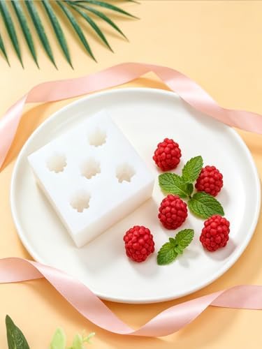 5 Cavity Raspberry Silicone Mold – 2PCS Big Raspberries Silicone Fruit Mold for Chocolate, Fondant, Candle, Resin & Cake Decor, 3D DIY Baking Tool for Parties & Gifts (Big Raspberry)