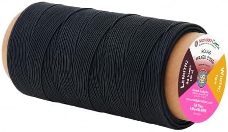 Mandala Crafts 50M 1mm Charcoal Round Waxed Thread for Leather Sewing