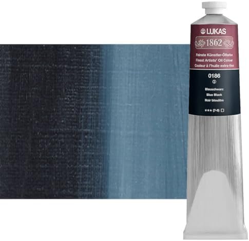 Lukas 1862 Professional German Oil Paint, Blue Black 200 mL - w/Beeswax & Non-Yellowing Sunflower Oil, Short Drying Time, Smooth, Outstanding Lightfastness