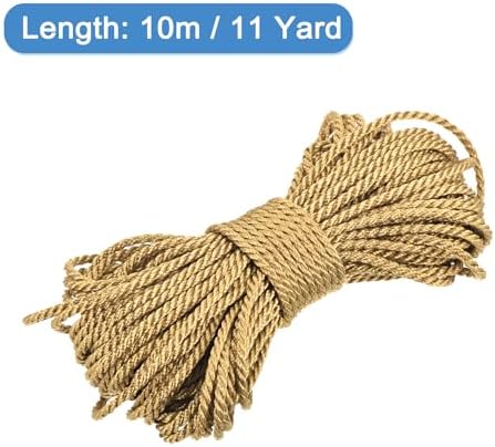 MECCANIXITY Twisted Cord Trim, 11 Yard 1.5mm 3-Ply Twine Braided Rope Shiny Thread String for Craft Gift Bag Curtain Christmas Decor, Deep Gold - 10m