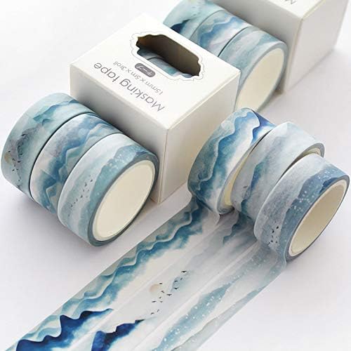 YUBBAEX Cute Printed Washi Tape 3 Rolls Japanese-Style Masking Tape Set Decorative for Arts, DIY Crafts, Journal Supplies, Planners, Scrapbook, Card/Gift Wrapping (Mountain Landscape)