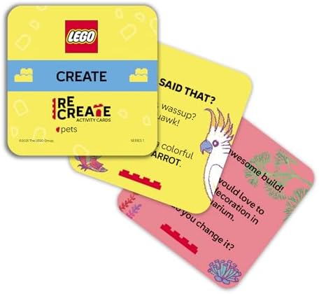 LEGO Recreate Activity Cards – Pets | Creative Pet Themed Building Game with 30+ Activity Cards & 25 LEGO Elements | Ages 6+