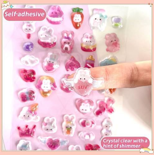 3D Puffy Stickers, Kawaii Resin Decorative Stickers for Phone Case, Notebook, Scrapbooking (Cute Animal)