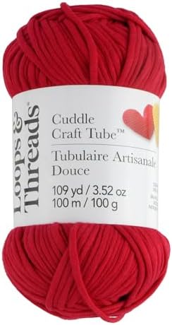 Loops & Threads Cuddle Craft Tube Yarn – Medium (4) Cotton Nylon Blend, Soft Tube Yarn for Knitting, Crochet & Crafts, Ideal for Apparel, Accessories & Decor, 109 yd / 3.52 oz Skein, 8 Pack