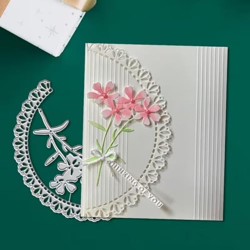 Scrapbooking Die-Cuts, Layer Frame Net Set Metal Cutting Dies for Card Making, Paper Craft Template, Background Embossing Stencils, DIY Album Décor (Flower Lace Edge-14x7.8cm)