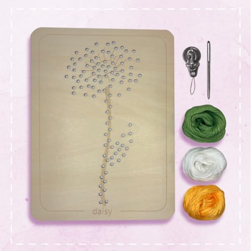 Wooden Flower Lacing Embroidery Kits for Beginners, Set of 5 Learn-to-Stitch Craft Boards, Sewing & Embroidery Art Kits for Kids Ages 8+, DIY Craft Projects, Educational Gifts, Party Favors (Summer)