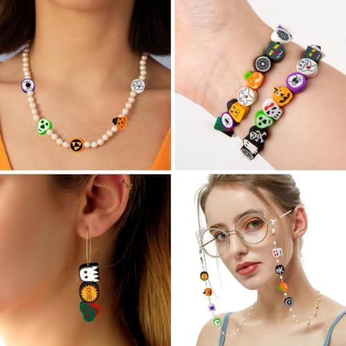 200 Pcs Halloween Polymer Clay Beads, Mixed Heishi Spacer Beads Supplies