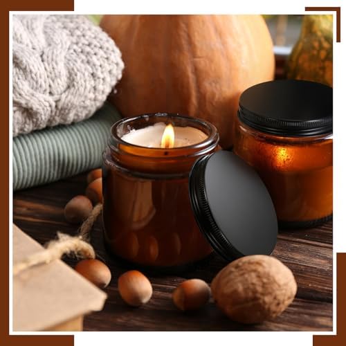 Nuanchu 12 Pack Candle Jar Cover Black Candle Lids Bulk Aluminum Metal Jar Lids Candles Topper Sleeve Twist-Lug Metal Screw Cap Lid for Candles Container Tins Works with Lug Lid Jars DIY Crafts