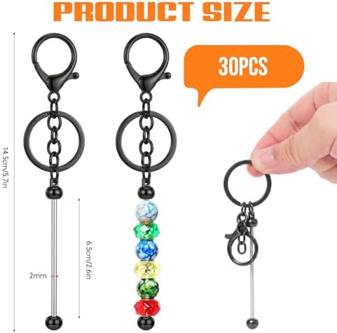 30Pcs Blank Beadable Keychain Bars Bulk Blank Metal Keychain