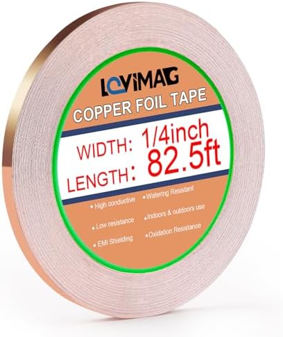 LOVIMAG Copper Tape (1/4inchX82.5FT) HVAC Foil Anti Tarnish Strips