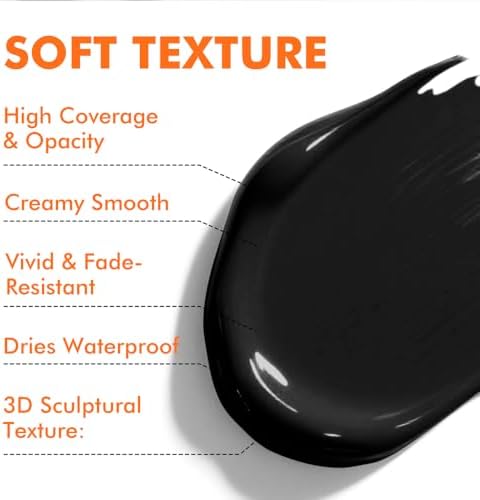 GOTIDEAL Black Acrylic Paint, Mars Black Paint (250ml / 8.45oz) Tube