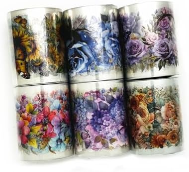 Koolemon 6Rolls PET Flower Tape for Journal Scrapbook Decorative Stickers