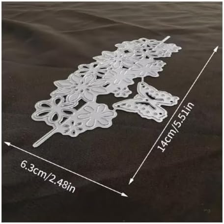 Cutting Dies Metal Stencils Scrapbooking Tools DIY Embossing Template for Paper Card Making Album Arts Crafts Supplies (Butterfly and Flower Edge- 6.3x14cm)
