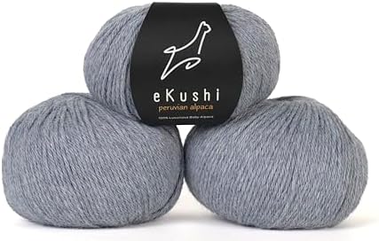 100% Baby Alpaca Yarn for Knitting & Crocheting - Set of 3 Skeins of Premium Yarn DK - Lightweight, Hypoallergenic & Thermal Peru Made - Ideal for Delicate Projects (M838 - Slate Gray)