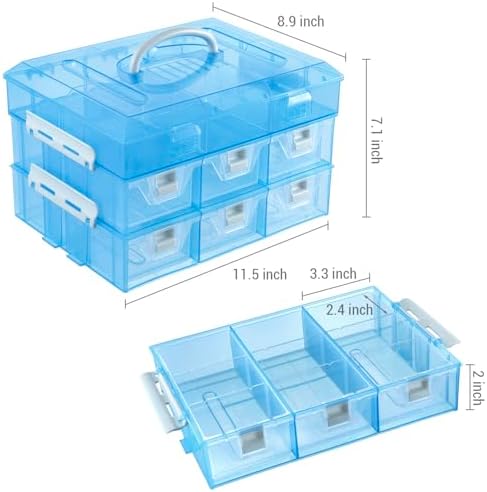 MyGift Sky Blue Craft Storage Organizer Case, 24 Compartments & 6 Drawers
