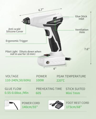 Hot Glue Gun 100W Auto Hand Free Fast Heat W/Mini Sticks Set