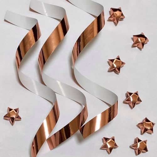 500-Strips Rose Gold Foil Paper Strips for Making Origami Stars, Lucky Stars, Puff Stars. Reflective Mirror Shiny Paper Strips, 0.5 x 11 inch. (Rose Gold Foil, 500)