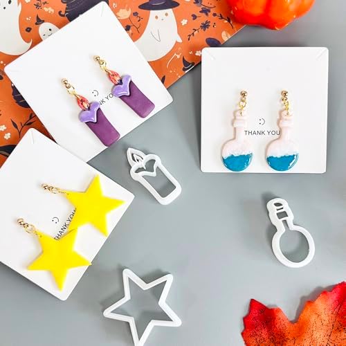 Xaekicr Halloween Polymer Clay Cutters Set – 8Pcs Clay Earring Cutters for Polymer Clay Jewelry, Ghost Bat Skull Pumpkin Shapes Clay Tools and Molds for DIY Crafts