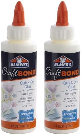 Elmer's CraftBond Quick Dry Craft Glue, 8 oz Total, Fast-Drying Formula for Paper, Fabric, Wood and More, Strong Bond, Washable