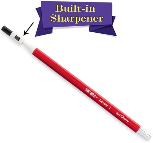 June Gold 24 Red 2.0 mm Mechanical Pencils/w Red Leads & Rear Sharpener