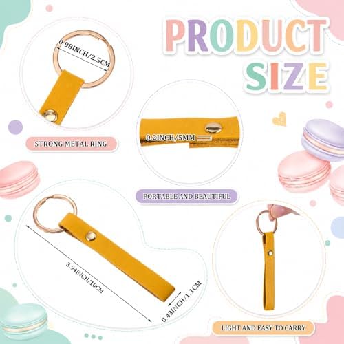 Wavyknot 50 Pcs Leather Keychain Blanks, 3.9 x 0.7 Inches, Bright Colors