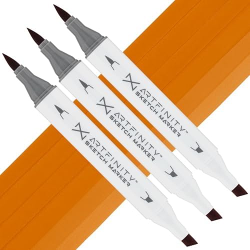 Artfinity Sketch Markers - Set of 3 - Orangina YR4-4, Vibrant, Professional, Dye-Based Alcohol Markers for Artists, Drawing, Travel, & More