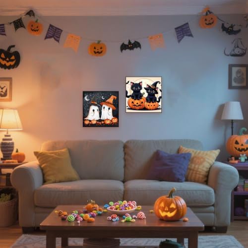 2 Pack Halloween Paint by Numbers Kit for Kids with Frame, Gift, 8x8Inch