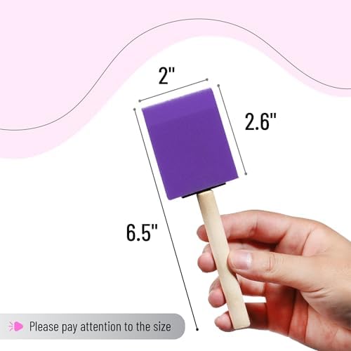 Bates- Foam Paint Brushes, 2", 16 Pack, Violet Sponge Brushes for Painting, Staining