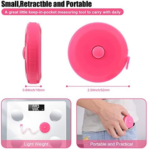 Tape Measure Retractable, Fabric Measuring Tape, 60 Inch Small Sewing Tailor Soft Ruler for Craft Nursing Clothing Medical Travel(3 Pack/Pink)