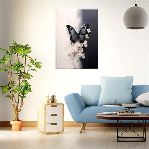 Butterfly Paint by Numbers Kit for Adults Framed Canvas,Painting by Numbers Kits with Frame on Canva for Beginner,DIY Watercolor Oil Painting Frame for Birthday Gift Decor for Home Wall. (butterfly1)