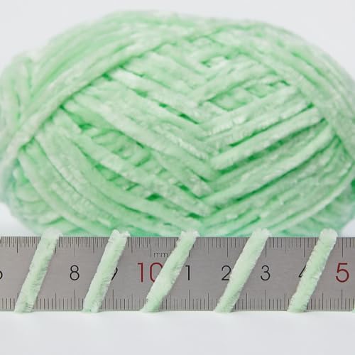 NICEEC 3 Skeins Soft Chenille Yarn 3 x85m (3X 93yds, 3X 50g)_Light Green