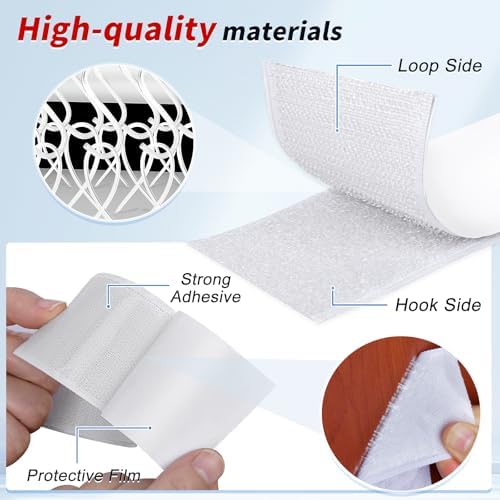 2 Inch x 15Ft Hook and Loop Strips with Adhesive, Double Sided Self Adhesive, Nylon Self Tape for Home Office School and Crafting (White, 2 in x 15Ft)