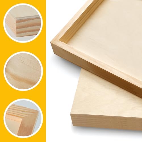 Falling in Art 2 Pack 11x14'' Unfinished Gallery Birch Wood Canvas Panels | 1 1/2" Deep Art Cradle Boards for Acrylic Painting, Pouring and Burning