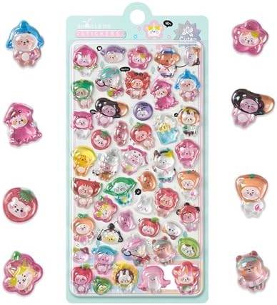 Kawaii Cartoon Animal Stickers - 3D Gel Puffy Sticker Pack, Cute Waterproof Decals for Water Bottle Laptop Skateboard Phone, Scrapbooking Supplies, Teacher Rewards DIY Crafts & Gift Decorations