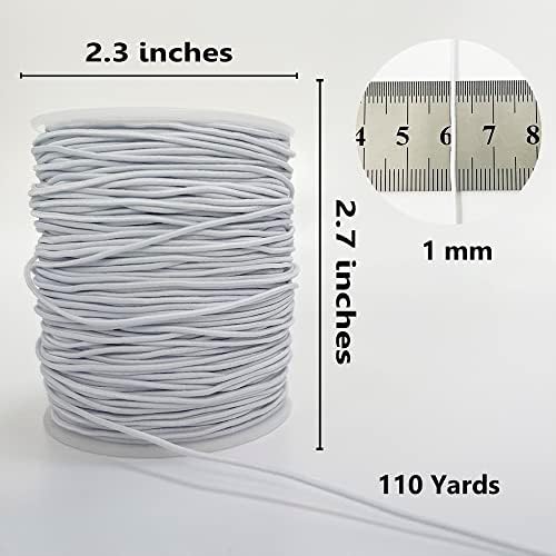 LUSTEMBER Elastic String for Bracelets, 1 mm x 110 Yards Sturdy Stretchy Elastic Cord for Jewelry Making, Necklaces, Beading - White
