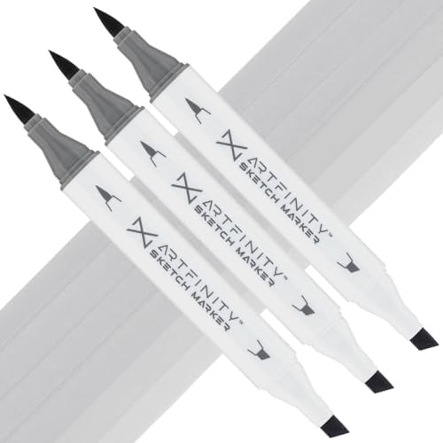 Artfinity Sketch Markers - Set of 3 - Neutral Gray 3 NG3, Vibrant, Professional, Dye-Based Alcohol Markers for Artists, Drawing, Travel, & More