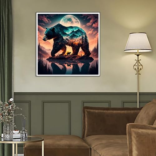 Ekuxom Forest Bear Diamond Art Kits for Adults-Animal Diamond Painting