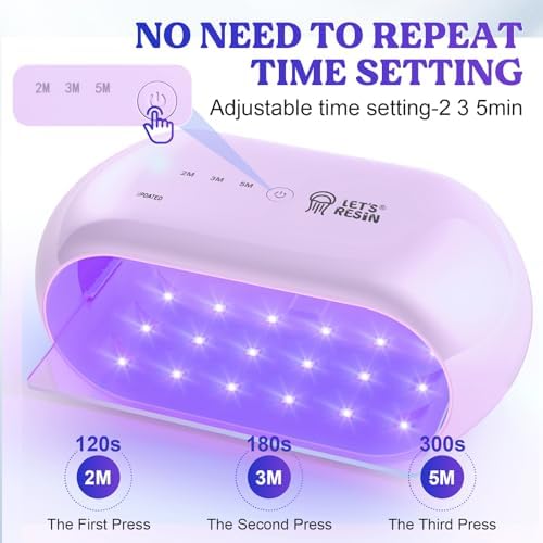 LET'S RESIN Two-Sided 36-LED UV Resin Light, 2/3/5-Min Timer, Purple