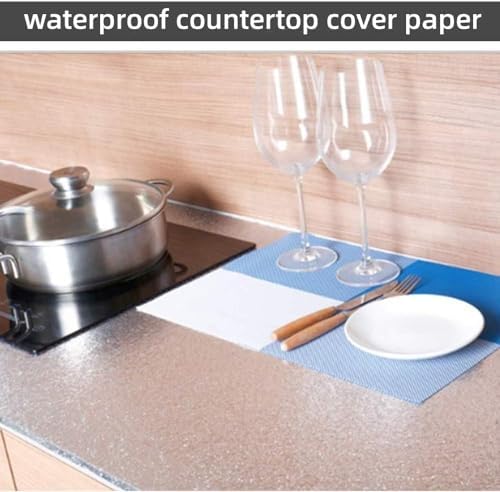 Soqool Kitchen Oil Proof Sticker, Peel and Stick Aluminum Foil Backsplash Wallpaper, Self Adhesive Waterproof Contact Paper for Cabinet, Drawer, Shelf Liner, Countertop Cover, 15.7 x196.8 Inch