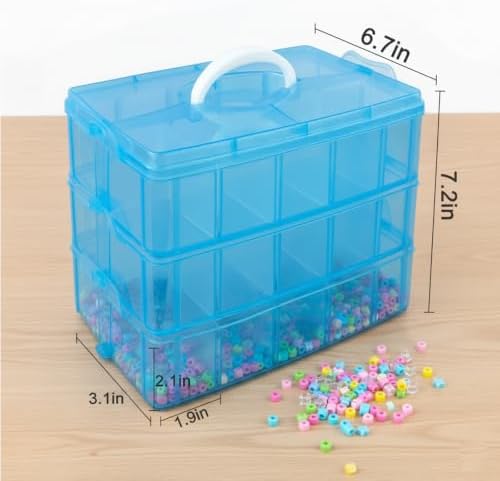 Guyuyii 3-Layer Stackable Craft Storage Box - 30 Adjustable Compartments for Craft Storage, Bead Organization, Jewelry Making - Ideal for Crafters, Hobbyists, DIY Projects