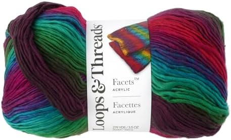 Loops & Threads Facets Yarn - Yarn for Knitting, Crochet, Weaving, and Arts & Crafts - Multi, Acrylic, 3.5 oz