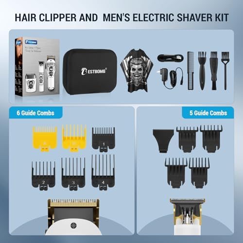 BESTBOMG® Hair Clippers for Men, Clipper, Trimmer & Shaver Set, BS-Y4T9