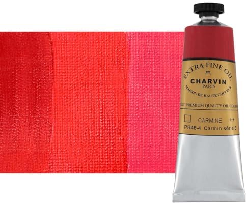 Charvin Extra Fine Oil Paint, Carmine 60 mL - Triple-Milled, Rich Texture, Poppy Oil-Based, Light-Fast, Handmade, Archival Quality