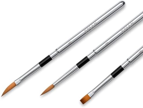 Travel Watercolor Brushes, 3pcs Watercolor Travel Brushes with Leather Pouch - Fine Point Rounds Dagger Flat for Watercolor Gouache Ink Painting