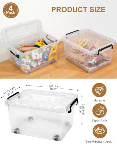 NUMIFUN 15QT Storage Bins with lids, Stackable Space Saver for Family