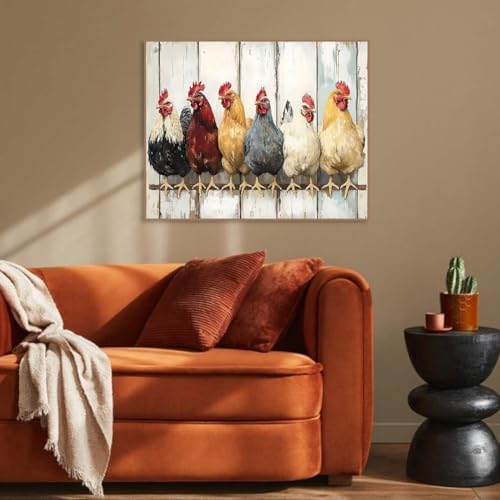 KYOQFVN Chicken Paint by Numbers Kits for Adults - DIY Paint by Numbers Kit on Canvas，Acrylic Painting by Number for Home Wall Decor 16 x 20 inch