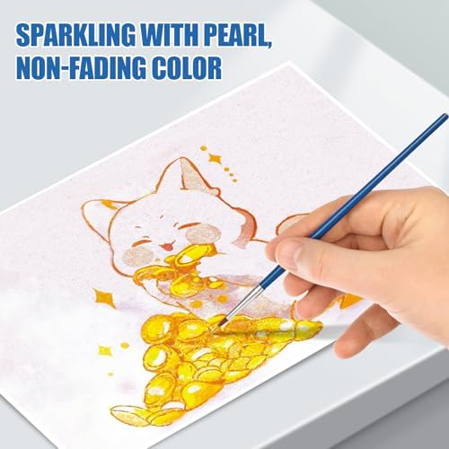 CraftyManor Mini Glitter Watercolor Paint Set, 20 Colors Shimmer Metallic Watercolour Painting Sets, Solid Pearl Water Color Paints for Adult, 1ml Trial Pack (Gold 20)