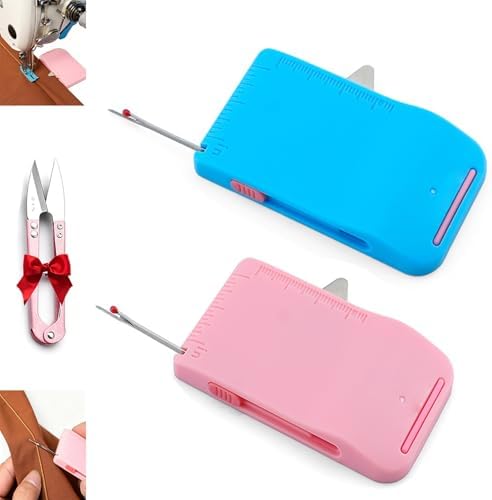 Sewing Seam Guide & Ripper–Multi-Functional Tool, Easy Seam Allowance & Stitch Removal, Magnetic Sewing Machine Sleeve Tool with Needle Threader, Dual-Scale Hemmer Guide Foot for Line (Mix)